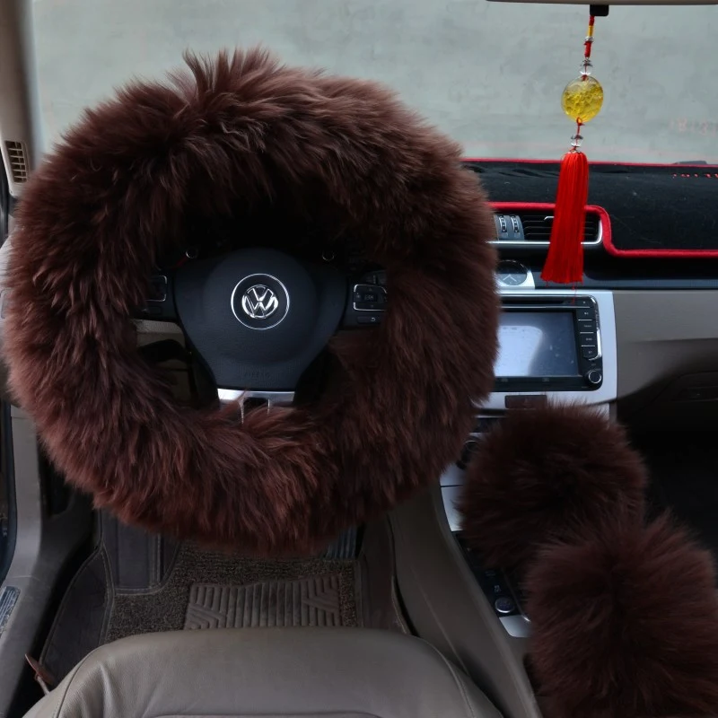 Three-piece wool steering wheel cover for enhanced grip and protection. Improves the look and feel, enjoy comfortable an — photo 13