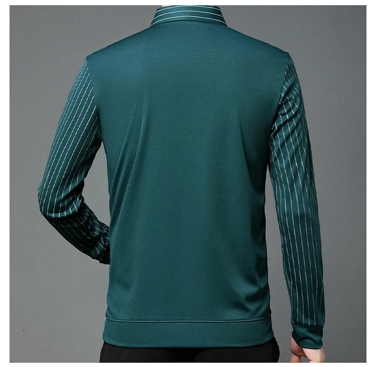 Camiseta de hombre Otoño Falso Dos Piezas Cuello Camisa Manga Larga Tejido Superior. Elegante, cómoda y perfecta para el clima otoñal. — foto 11