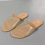 Women's Hollow-toe Transparent Sandals with Rhinestones, Summer Outdoor Slippers, Flat Shoes for Fashion and Comfort. — photo 2