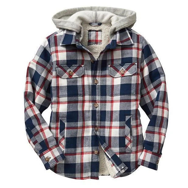 Chaqueta a cuadros con capucha de otoño e invierno de dos piezas falsas, abrigo cálido y moderno para mujer, ideal para el frío. — foto 2