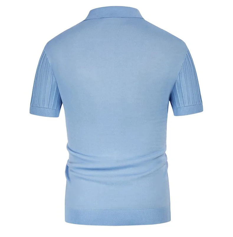 Men's Summer Candy Color Short Sleeve Business Polo Knitwear T-shirt, Stylish Comfort for Work or Casual Wear in Warm We — photo 6