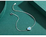 Pulseira de pinheiro verde com coração de amor, prata esterlina S925, joia de mão elegante e romântica, presente ideal para ela. — foto 5