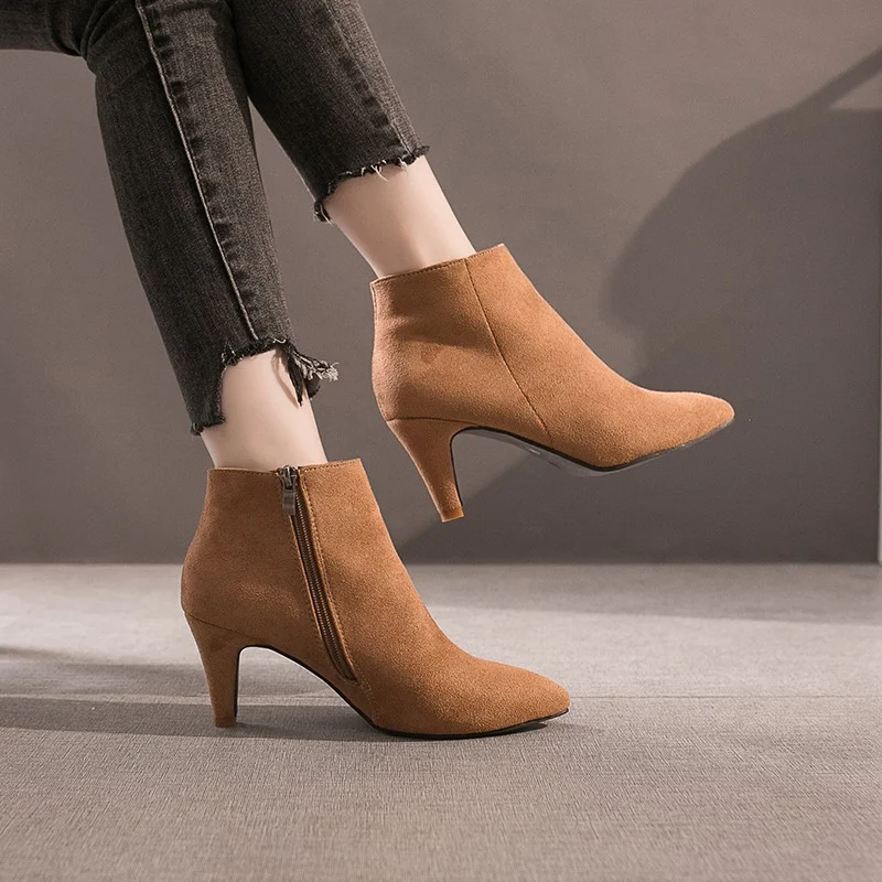 Women's pointed toe stiletto mid-heel non-slip boots, offering both style and stability for confident strides in various — photo 6