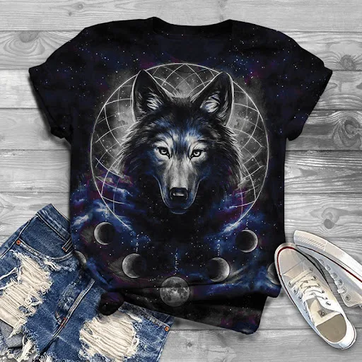 Title 2, Digital Printing 3DT Shirt Elephant Wolf Animal...