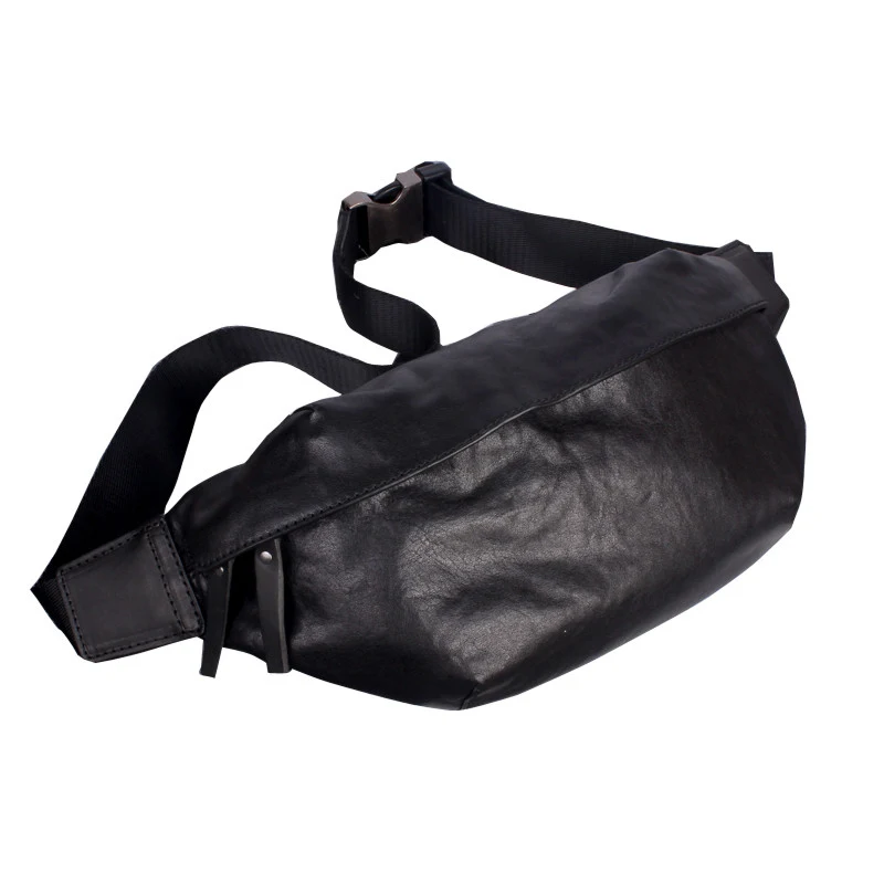 Bolsa de peito masculina em couro bovino de primeira camada Design retrô simples e funcional. Perfeita para carregar seus itens essenciais com estilo e praticidade. — foto 1