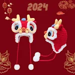 Chapéu de Ano Novo Chinês Vermelho para Bebê, Tricot Tigre Cabeça, Celebração Feliz do Ano do Dragão, Gorro Xingshi com Manga — foto 1