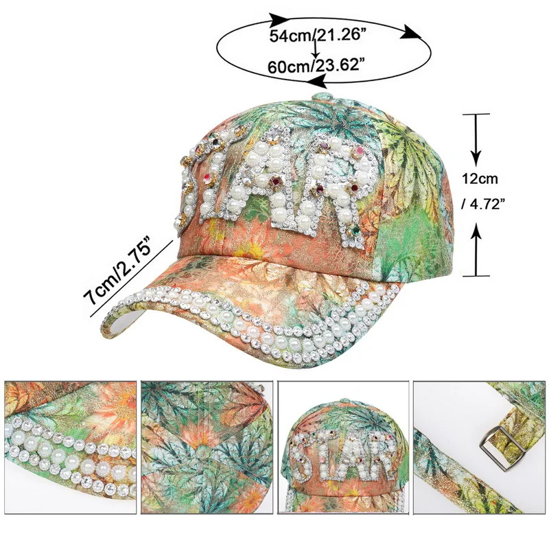 Title 1, Sequined Diamond Baseball Cap with Letter Desig...
