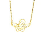 Colar de aço inoxidável 304 com pingente vazado de mãe e filhos. Design fofo, material seguro para crianças, presente perfeito. — foto 2