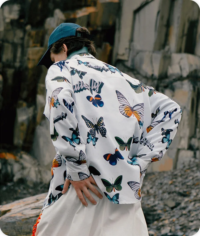 Men's Printed Loose Long Sleeve Shirt. Offers comfort and casual style for a relaxed and modern look. Perfect for everyd — photo 2