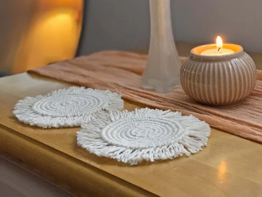 Title 7, Nordic Style Hand-woven Round Coaster, Non-slip...