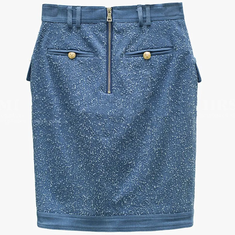 Title 5, Frosted Washed Metal Buckle Irregular Split Hip...