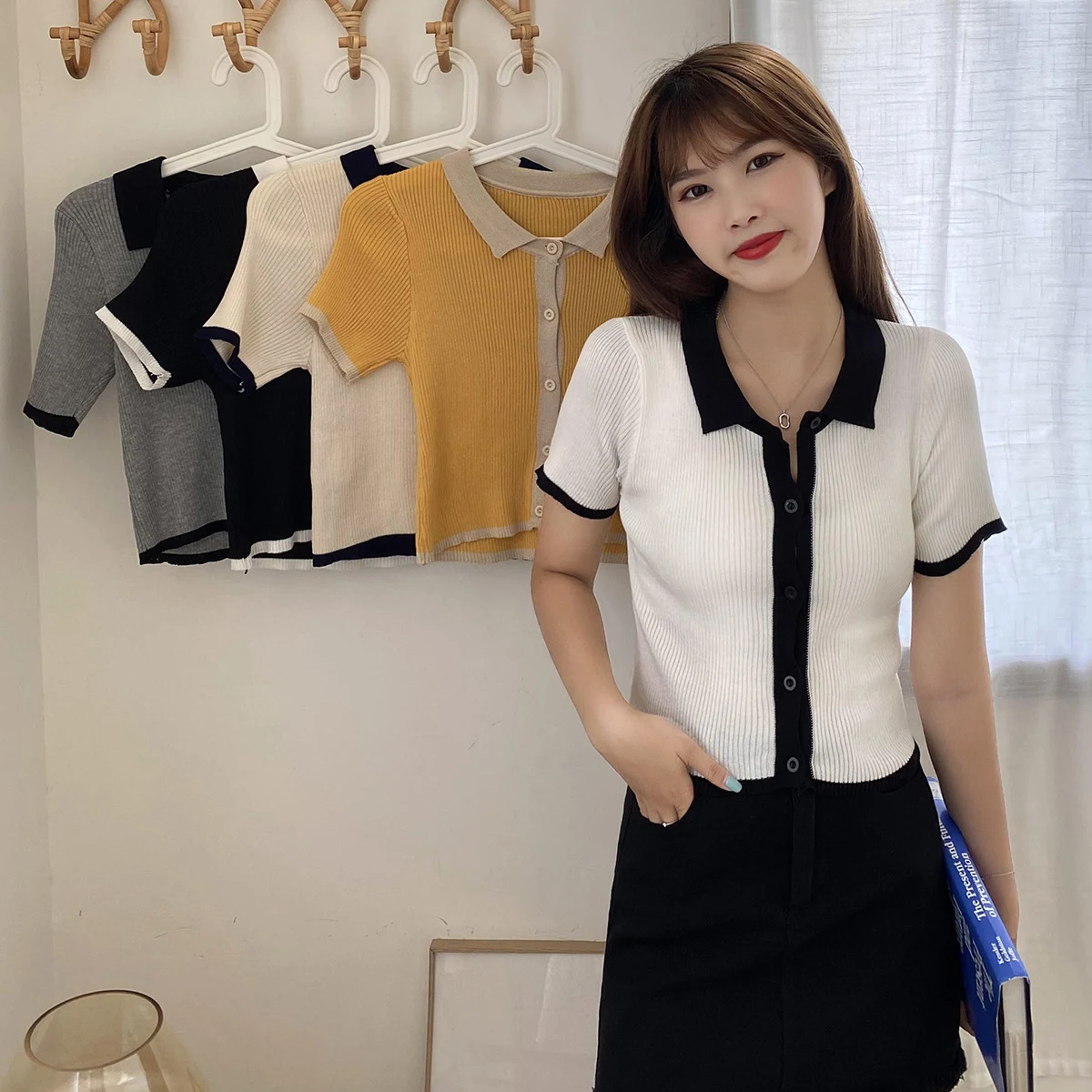 Title 17, Vintage Short Sleeve Polo Neck Contrast Ice Sil...