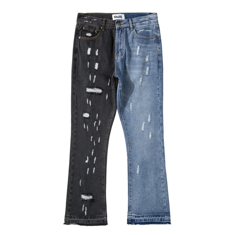 Title 6, Yin and Yang Contrast Washed Ripped Flared Jean...