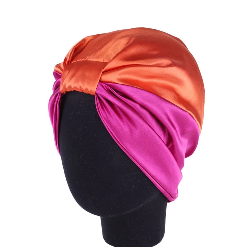 Title 3, Double-layer stretch satin turban for stylish h...