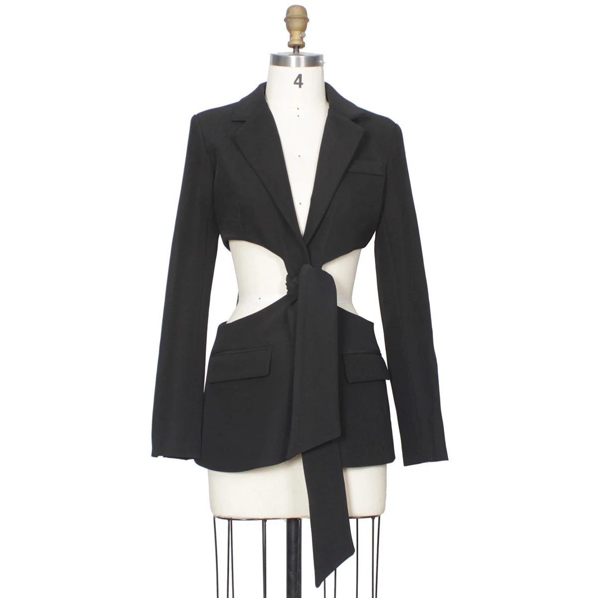 Women's High Street Style Hollowed Out Midriff Outfit with Lace-up Small Suit Jacket. A fashionable and chic outfit for — photo 10