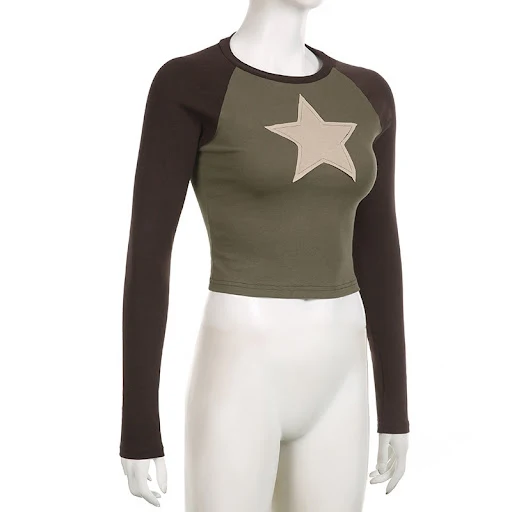 Title 11, Contrast Color Five-pointed Star Affixed Cloth ...