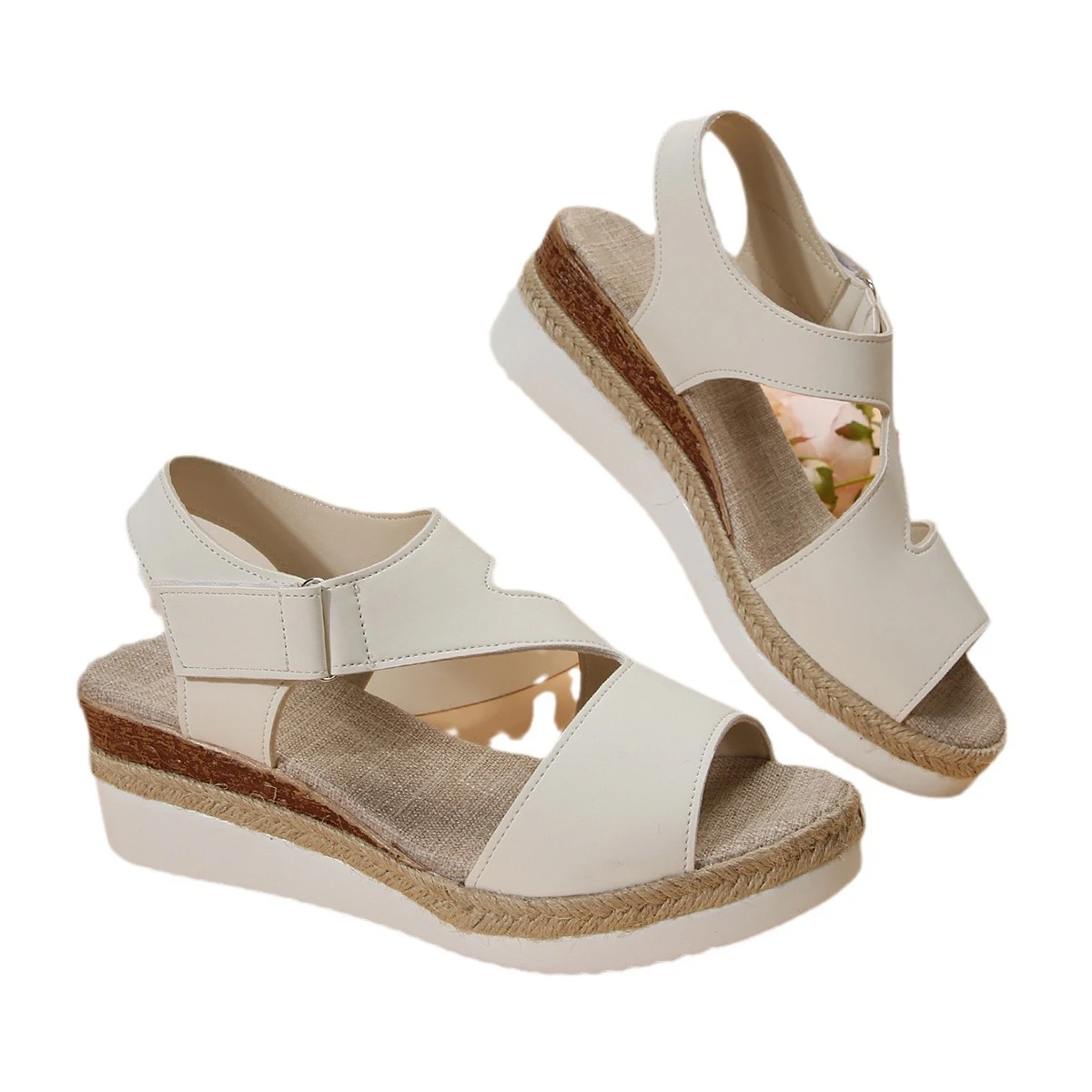 Plus Size Straw High Heel Sandals for Women. Stylish and comfortable sandals perfect for summer, offering elegance and a — photo 1