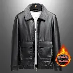 Men's Winter Warm Jacket, Thickened PU Leather, Fleece Lined, Cashmere Fur Integrated, Winter Coat — photo 13