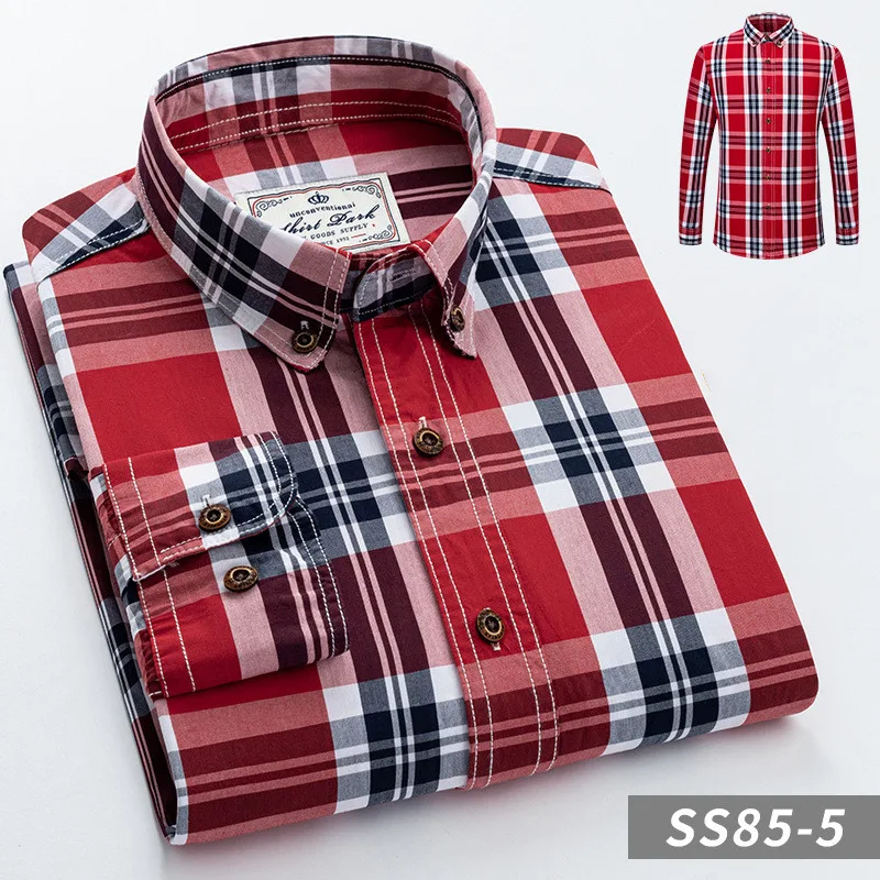 New Cotton Plaid Shirt Men's Long-Sleeved Spring and Autumn Slim Fit England Style – comfortable and stylish everyday we — photo 4