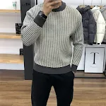 Round Neck Base Slim Fit Pullover Thick Plaid Sweater, offering comfort and style. Perfect for daily wear, keeping you w — photo 4