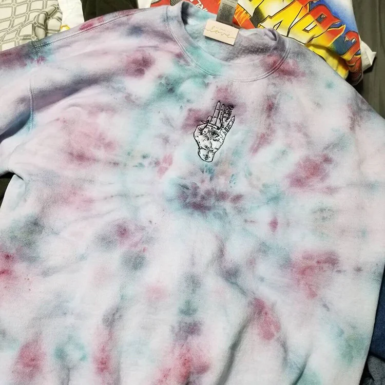 Suéter holgado sin capucha con estampado tie-dye para mujer, perfecto para un look casual y cómodo con estilo moderno. — foto 2