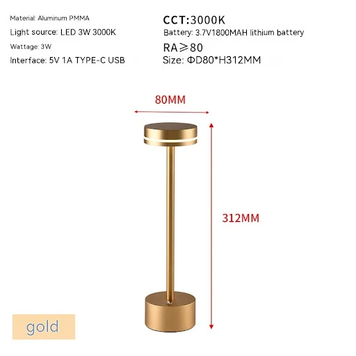 Title 4, Aluminum Alloy Bar Frisbee Table Lamp USB Touch...