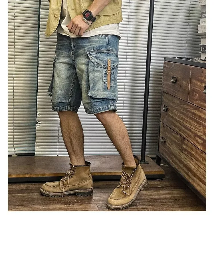 Men's Summer Thin Loose American Washed Denim Shorts Breathable and Comfortable for Hot Weather Relaxed Fit — photo 12
