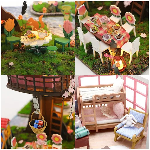 Title 2, DIY Cottage Wood Handmade Pieced Mini House Ste...