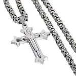 Colar com pingente de cruz masculino personalizado em aço titânio, europeu e americano, para homens de estilo e personalidade forte. — foto 4
