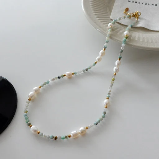 Title 1, Colar luxuoso de pérolas e turquesa com pedras ...