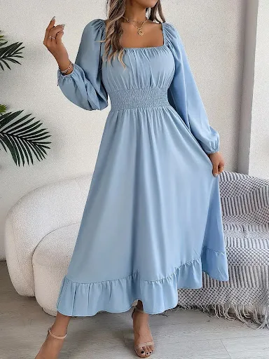Title 30, Elegant Casual Ruffled Solid Color Square Colla...