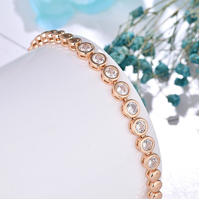 Bracelet en diamant rond en or rond en zircon — photo 3
