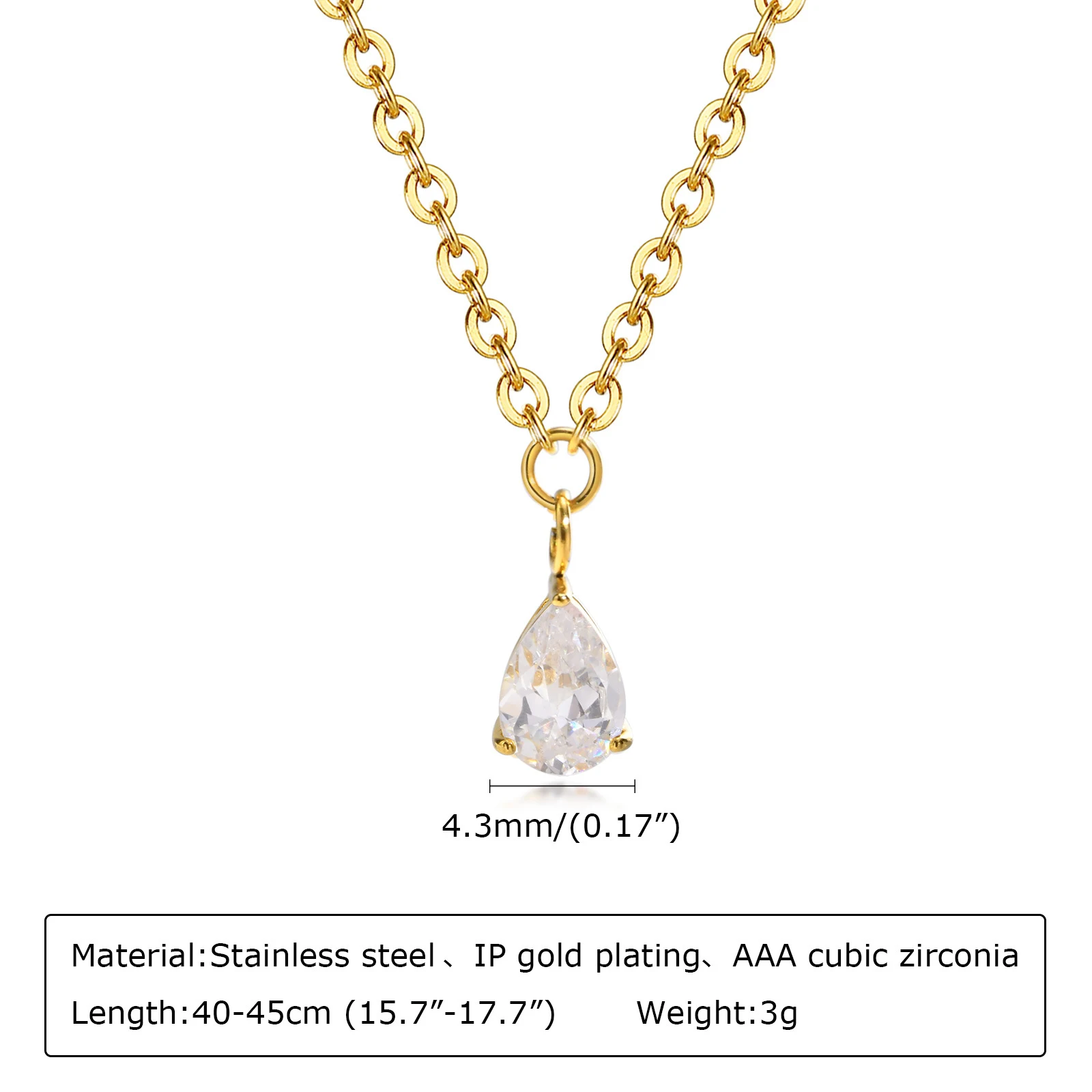 Colar de aço inoxidável dourado com zircônia de titânio personalizado, perfeito para presentear e adicionar elegância ao seu visual. — foto 1