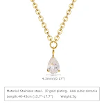 Colar de aço inoxidável dourado com zircônia de titânio personalizado, perfeito para presentear e adicionar elegância ao seu visual. — foto 1
