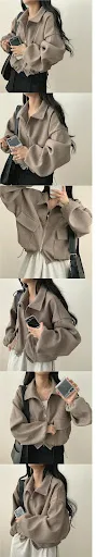 Title 1, Lockere kurze Jacke mit doppelten Taschen, Reiß...