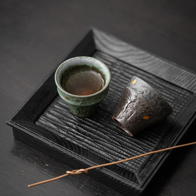 Title 1, Peacock Blue Nail Cup Retro Rock Clay Teacup Se...