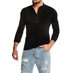 Camisetas masculinas de manga longa com gola O, cor sólida. Moda masculina para um visual casual e confortável em diversas ocasiões. — foto 2
