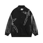 Heavy Industry Veneer Embroidery Flame Cross Baseball Uniform Jacket, a unique industrial and sporty style with a flame — photo 14