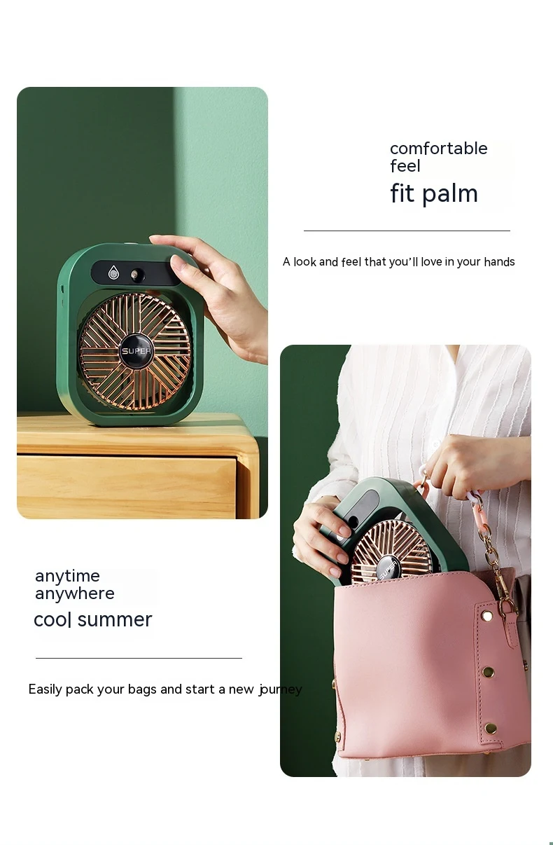 Portable USB Rechargeable Air Conditioning Desk Fan with Misting, Air Cooler, Humidifier, and 3 Wind Speeds for Cooling — photo 21