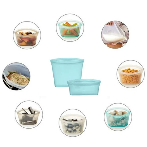 Title 12, Food Silicone Bag Fresh-keeping Storage Box Reu...