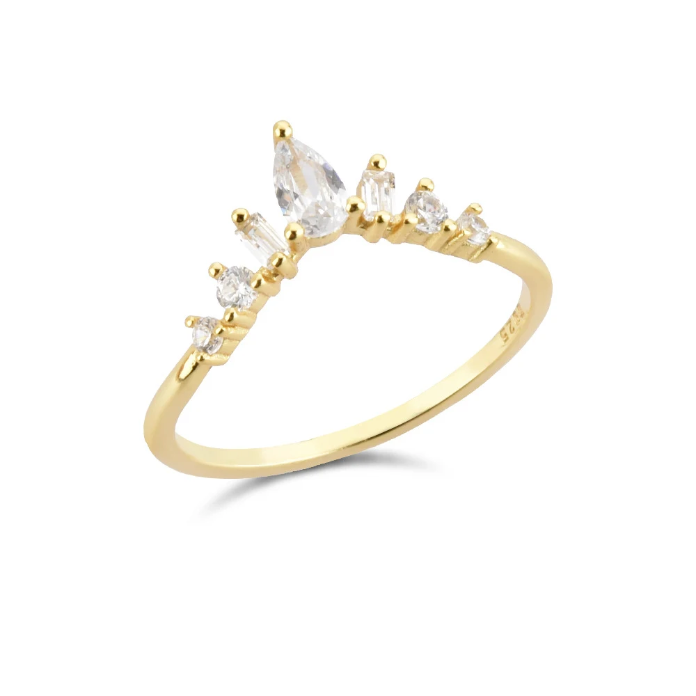 Anel feminino de coroa em prata esterlina com corpo fino duplo, um acessório elegante e delicado para adicionar um toque de realeza ao seu visual. — foto 5