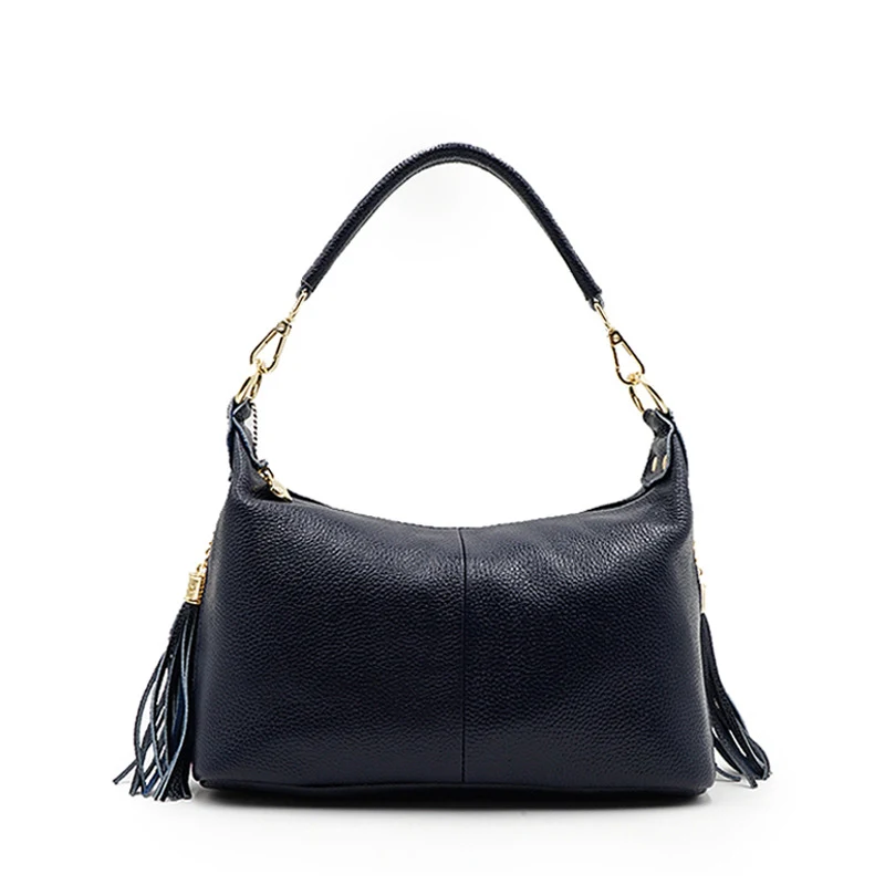 Title 5, Top layer cowhide tassel single shoulder messen...