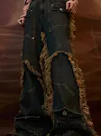 Deconstructed Distressed Jeans with Burrs and Tassels. Achieve a unique, fashionable look with these stylish jeans. Perf — photo 8