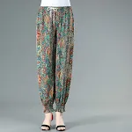 Calças bloomers de verão folgadas de cintura alta e slim, tamanho grande. Conforto e estilo para o verão, perfeitas para um look despojado e elegante. — foto 23