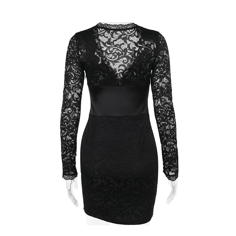Title 11, Elegant Sexy Long Sleeve Narrow Lace Mini Dress...