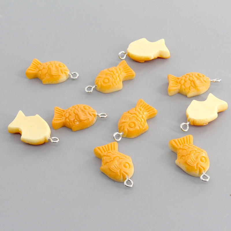 Pingente Biscoito Peixe Pequeno Taiyaki Simulação Um adorável acessório em miniatura. Perfeito para chaves, bolsas e mais. Adicione um toque divertido e original. — foto 4