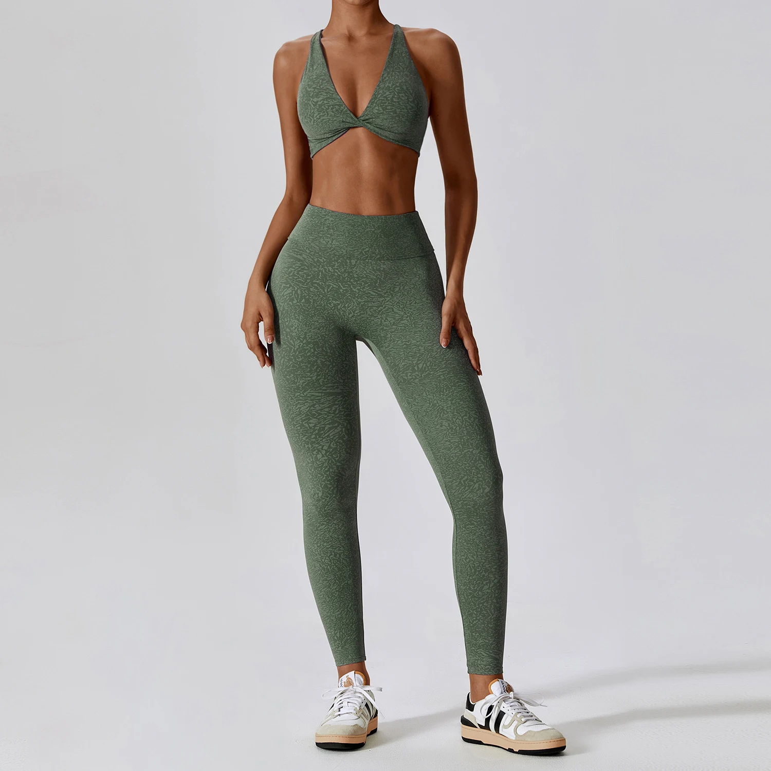 Yoga-pak met nude-feel print, bloemen, sneldrogend, voor hardlopen en sport. Ademende sportkleding voor workouts en training. — foto 7