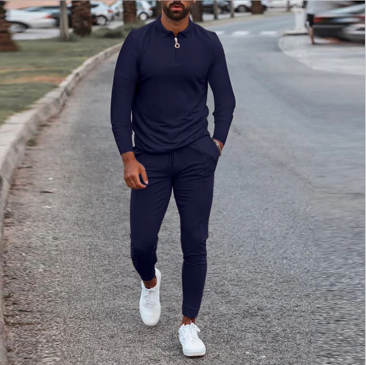 Terno casual masculino, gola lapela, cor sólida, manga longa, duas peças. Conforto e estilo para diversas ocasiões, do trabalho ao lazer. — foto 3