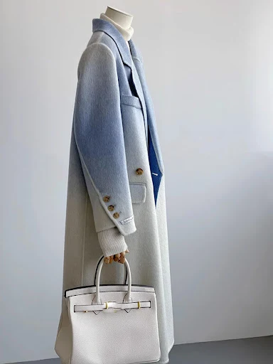 Title 6, Double-faced Woolen Shoulder Elegant Blue Gradi...