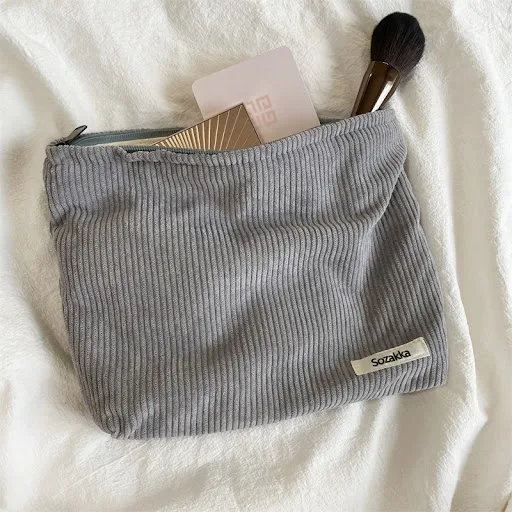 Title 5, Bolsa de cosméticos feminina de veludo cotelê. ...